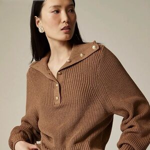 NWT Women’s J.Crew Cotton Sweater with Gold Buttons Size Large $32